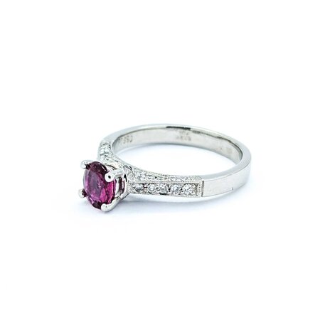 Ring Milgrain .38ctw Round Diamonds .72ct Ruby 950pt Sz6.5 5.05g 225010071