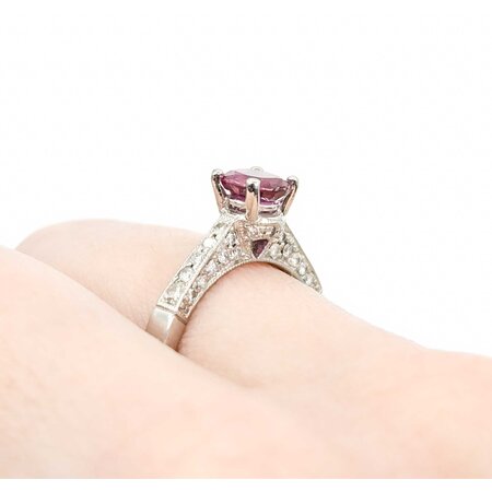 Ring Milgrain .38ctw Round Diamonds .72ct Ruby 950pt Sz6.5 5.05g 225010071