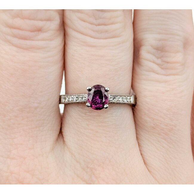 Ring Milgrain .38ctw Round Diamonds .72ct Ruby 950pt Sz6.5 5.05g 225010071