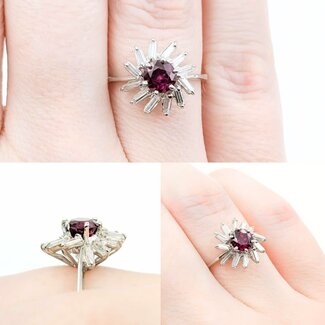 Ring .30ctw Baguette Diamonds .93ct Ruby 18kw Sz6 2.56g 225010086