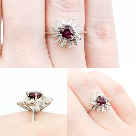 Ring .30ctw Baguette Diamonds .93ct Ruby 18kw Sz6 2.56g 225010086