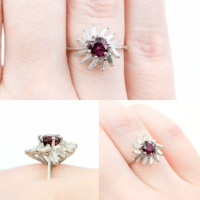 Ring .30ctw Baguette Diamonds .93ct Ruby 18kw Sz6 2.56g 225010086