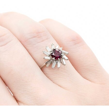 Ring .30ctw Baguette Diamonds .93ct Ruby 18kw Sz6 2.56g 225010086