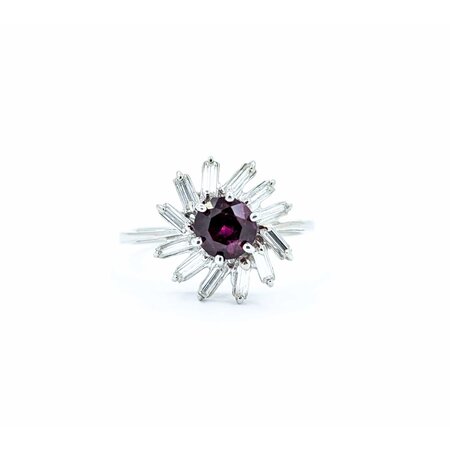 Ring .30ctw Baguette Diamonds .93ct Ruby 18kw Sz6 2.56g 225010086