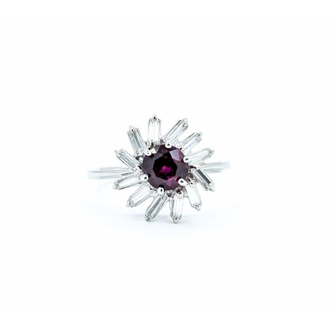 Ring .30ctw Baguette Diamonds .93ct Ruby 18kw Sz6 2.56g 225010086