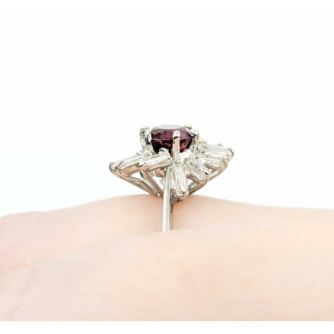 Ring .30ctw Baguette Diamonds .93ct Ruby 18kw Sz6 2.56g 225010086