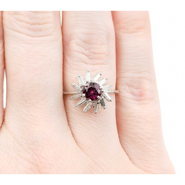 Ring .30ctw Baguette Diamonds .93ct Ruby 18kw Sz6 2.56g 225010086
