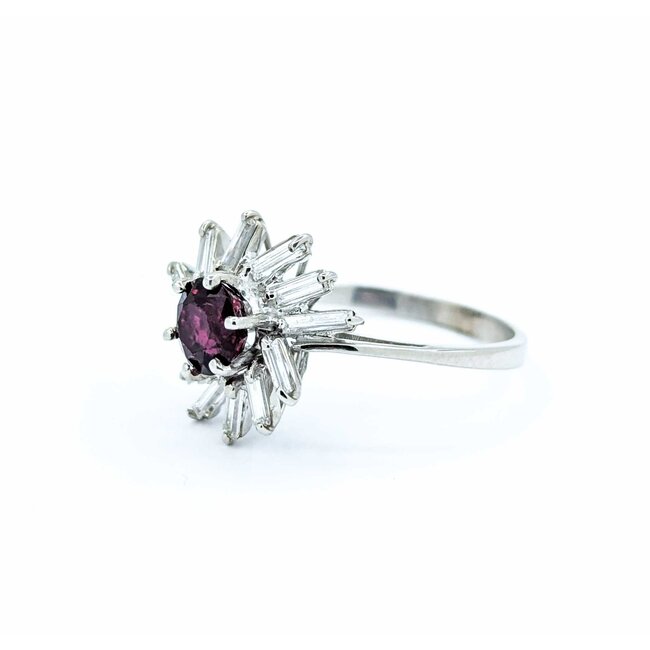 Ring .30ctw Baguette Diamonds .93ct Ruby 18kw Sz6 2.56g 225010086