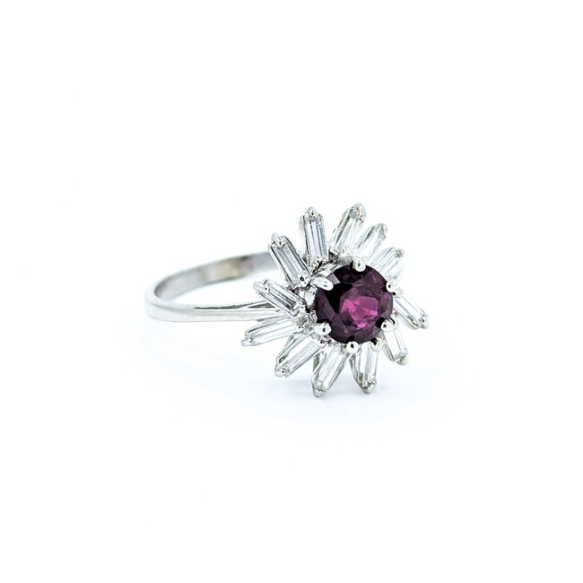 Ring .30ctw Baguette Diamonds .93ct Ruby 18kw Sz6 2.56g 225010086
