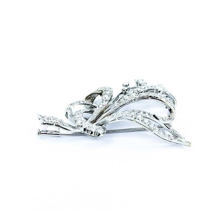 Brooch Floral 1.50ctw Round Diamonds 18kw 2x1.25" 11.94g 225010108
