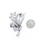 Brooch Floral 1.50ctw Round Diamonds 18kw 2x1.25" 11.94g 225010108