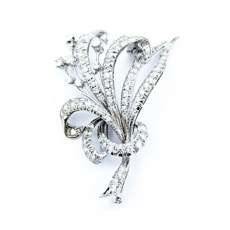Brooch Floral 1.50ctw Round Diamonds 18kw 2x1.25" 11.94g 225010108