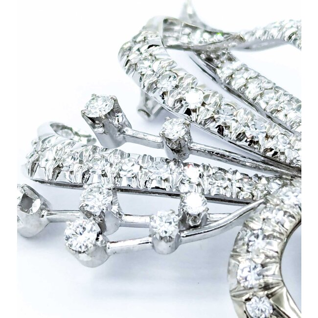 Brooch Floral 1.50ctw Round Diamonds 18kw 2x1.25" 11.94g 225010108