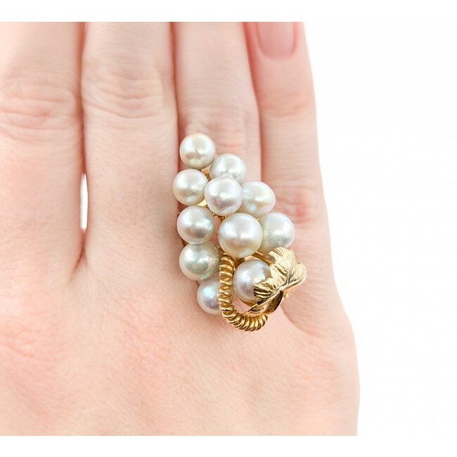 Ring Grape Stem 6.5-7.5mm Pearls 14ky 1.33x.8" Sz6.5 12.86g 225010064