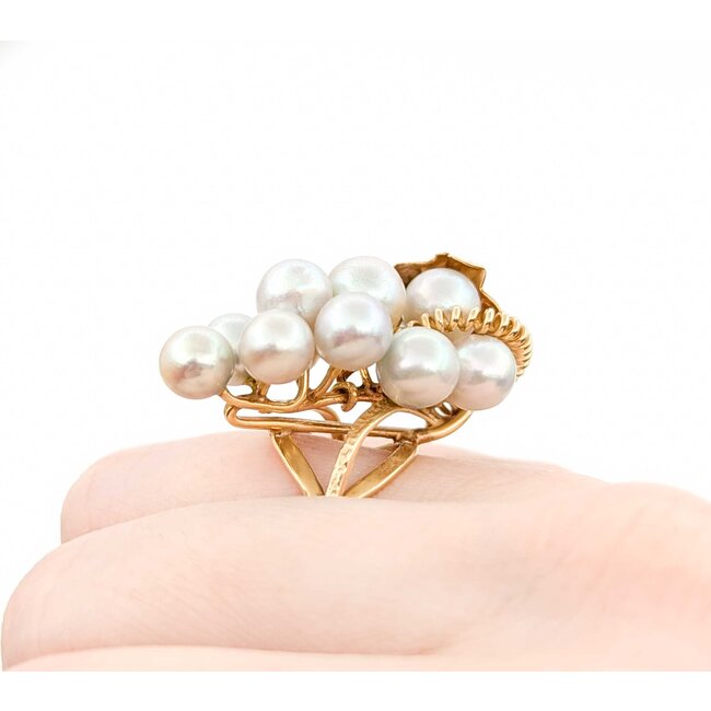 Ring Grape Stem 6.5-7.5mm Pearls 14ky 1.33x.8" Sz6.5 12.86g 225010064