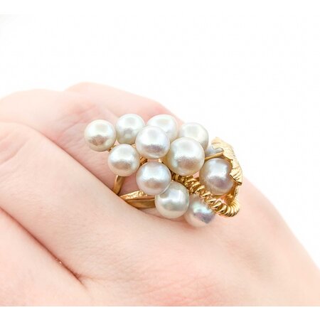 Ring Grape Stem 6.5-7.5mm Pearls 14ky 1.33x.8" Sz6.5 12.86g 225010064