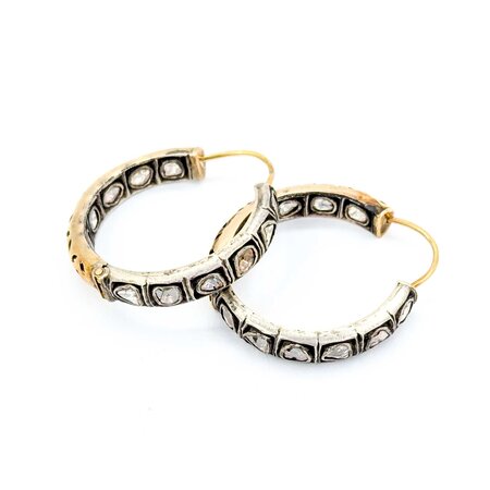 Earrings Hoops 4.0ctw Rose Cut Diamonds 14k/SS 33.5x5.5mm 223070053
