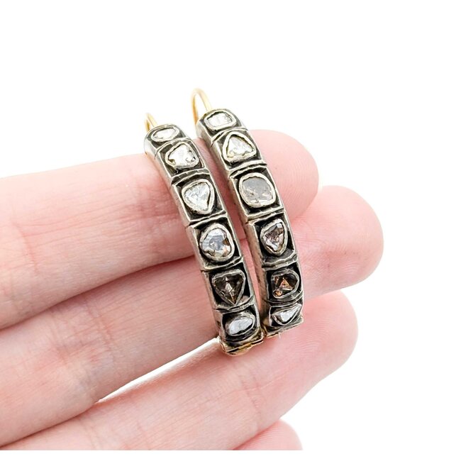 Earrings Hoops 4.0ctw Rose Cut Diamonds 14k/SS 33.5x5.5mm 223070053