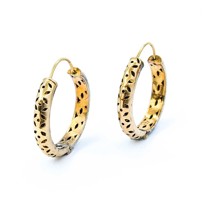 Earrings Hoops 4.0ctw Rose Cut Diamonds 14k/SS 33.5x5.5mm 223070053