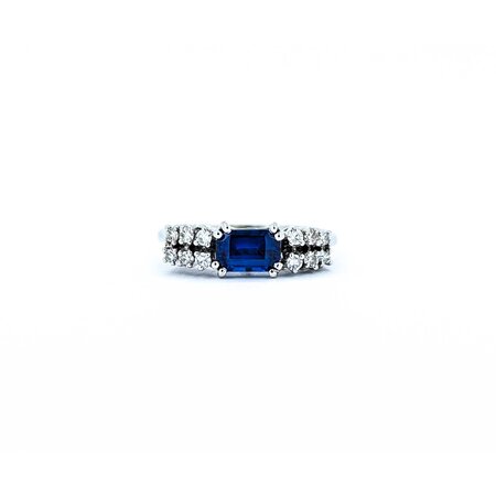 Ring .18ctw Round Diamonds .92ct Sapphire 18kw .6x.1" Sz7.5 2.86g 225010063