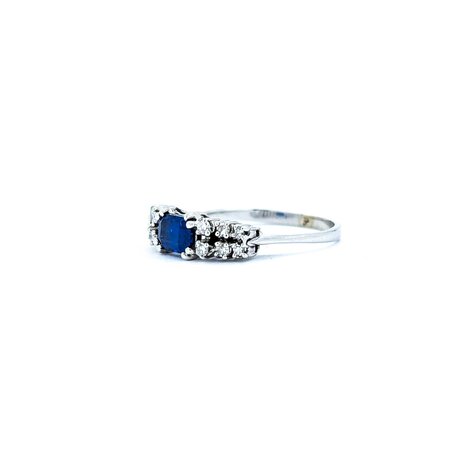 Ring .18ctw Round Diamonds .92ct Sapphire 18kw .6x.1" Sz7.5 2.86g 225010063