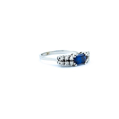 Ring .18ctw Round Diamonds .92ct Sapphire 18kw .6x.1" Sz7.5 2.86g 225010063