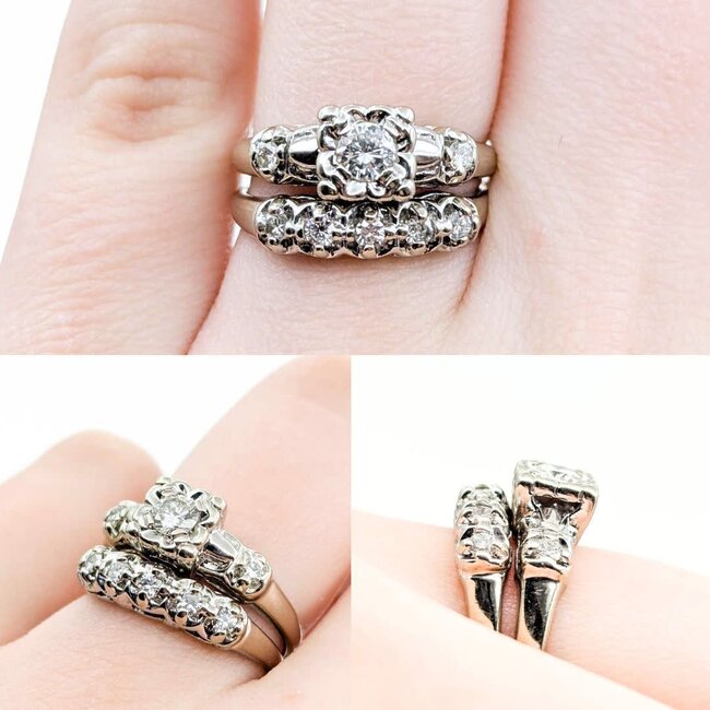 Wedding Set .39ctw Round Diamonds 14kw Sz5 5.27g 225010077