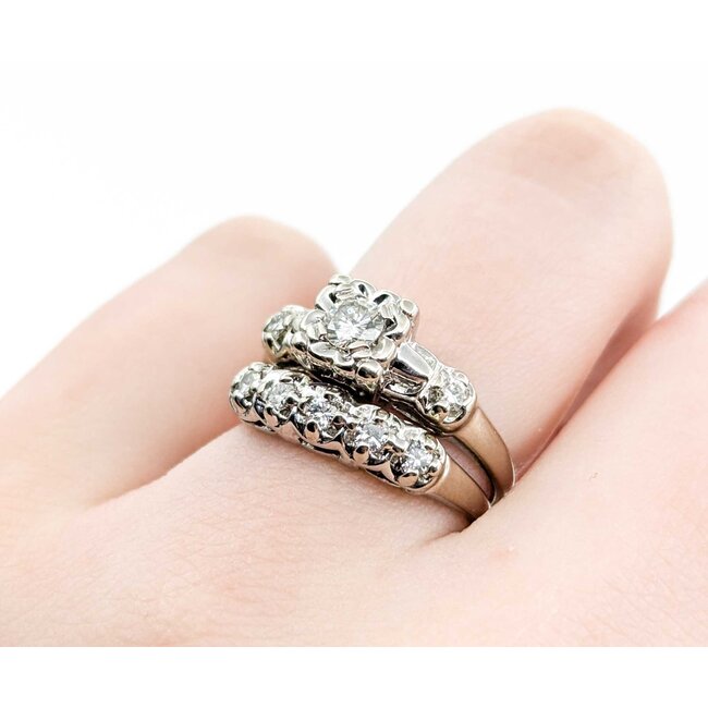 Wedding Set .39ctw Round Diamonds 14kw Sz5 5.27g 225010077