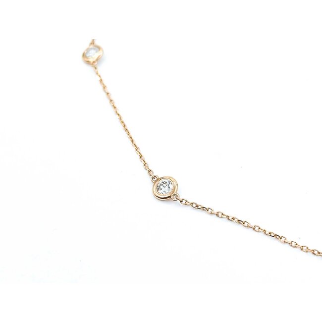 Necklace Station 1.55ctw Round Diamonds 14ky 16" 3.95g 225010094