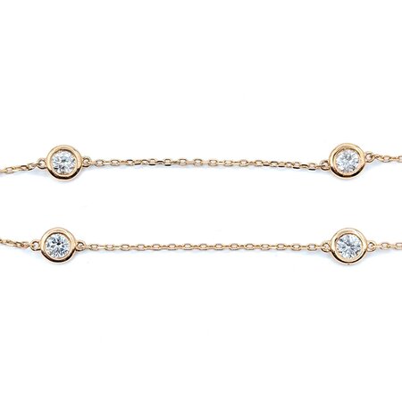 Necklace Station 1.55ctw Round Diamonds 14ky 16" 3.95g 225010094