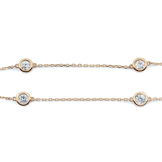 Necklace Station 1.55ctw Round Diamonds 14ky 16" 3.95g 225010094