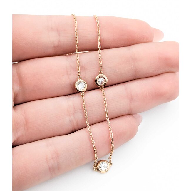 Necklace Station 1.55ctw Round Diamonds 14ky 16" 3.95g 225010094