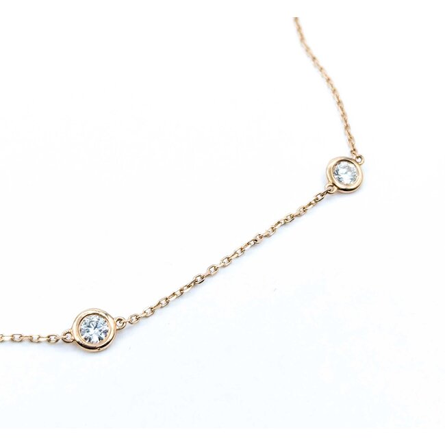 Necklace Station 1.55ctw Round Diamonds 14ky 16" 3.95g 225010094