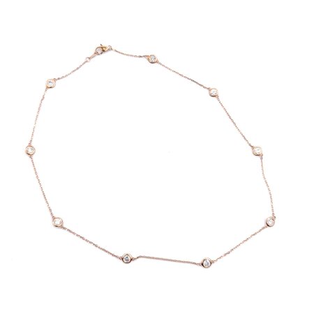 Necklace Station 1.55ctw Round Diamonds 14ky 16" 3.95g 225010094
