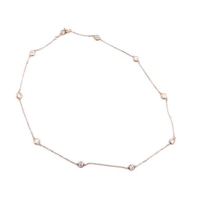 Necklace Station 1.55ctw Round Diamonds 14ky 16" 3.95g 225010094