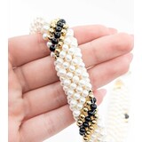  Necklace 4-5mm Pearl 4mm Onyx Beeds 14ky .65" Wide 17" 86.6g 225010080
