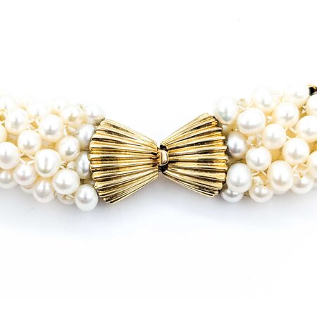 Necklace 4-5mm Pearl 4mm Onyx Beeds 14ky .65" Wide 17" 86.6g 225010080