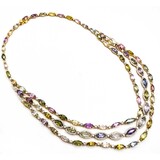  Necklace 3.74ctw Round Diamonds 73.07ctw Multi Color GIA Unheated Sapphires 18ky 17.25" 61.7g 225030002
