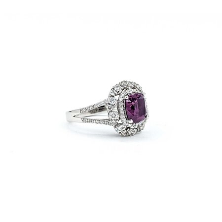 Ring .67ctw Round Diamonds 2.02ct GIA Purplish Pink Unheated Kashmir Sapphires Platinum Sz7 8.4g 225030005