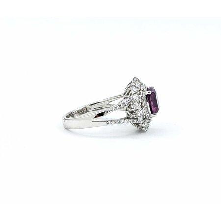 Ring .67ctw Round Diamonds 2.02ct GIA Purplish Pink Unheated Kashmir Sapphires Platinum Sz7 8.4g 225030005