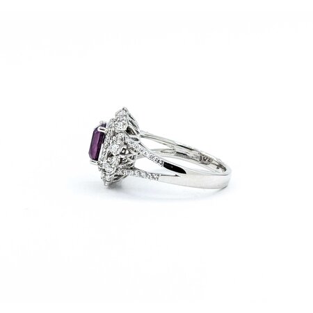 Ring .67ctw Round Diamonds 2.02ct GIA Purplish Pink Unheated Kashmir Sapphires Platinum Sz7 8.4g 225030005