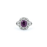  Ring .67ctw Round Diamonds 2.02ct GIA Purplish Pink Unheated Kashmir Sapphires Platinum Sz7 8.4g 225030005