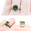 Ring .66ctw Princess Diamonds 2.10ct Emerald 18ky Sz6 6.8g 225030006