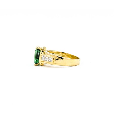 Ring .66ctw Princess Diamonds 2.10ct Emerald 18ky Sz6 6.8g 225030006