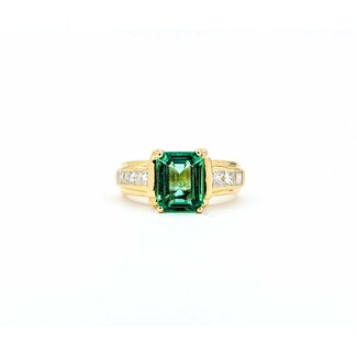 Ring .66ctw Princess Diamonds 2.10ct Emerald 18ky Sz6 6.8g 225030006