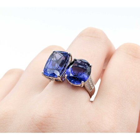 Ring .23ctw Round Diamonds 10.91ctw Tanzanite Platinum Sz7 10.7g 225030003