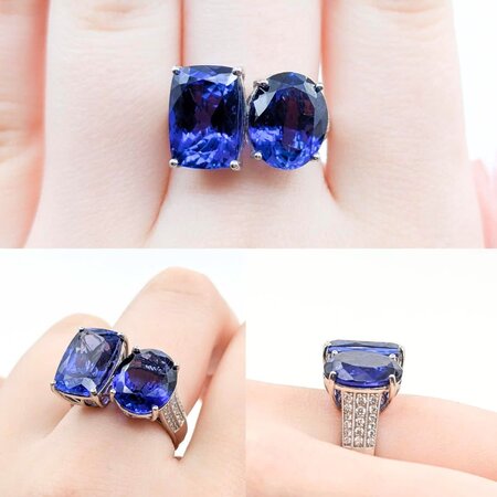Ring .23ctw Round Diamonds 10.91ctw Tanzanite Platinum Sz7 10.7g 225030003