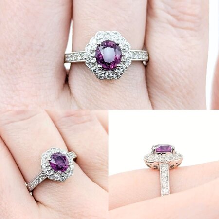 Ring .42ctw Round Diamonds 1.19ct GIA Kashmir Sapphire Platinum Sz7 6.9g 225030016