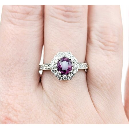 Ring .42ctw Round Diamonds 1.19ct GIA Kashmir Sapphire Platinum Sz7 6.9g 225030016