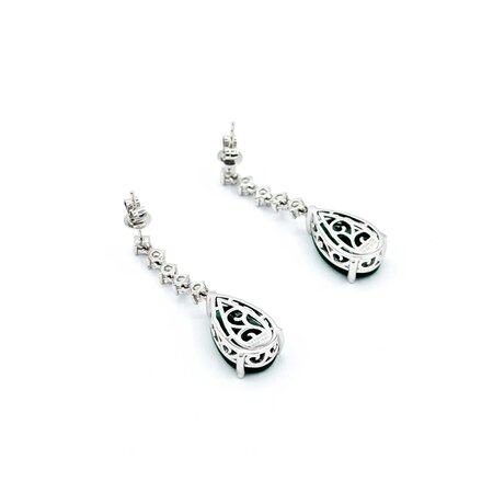 Earrings .67ctw Round Diamonds 6.95ctw Minor Oil Emerald Platinum 35x9mm 7.5g 225030008